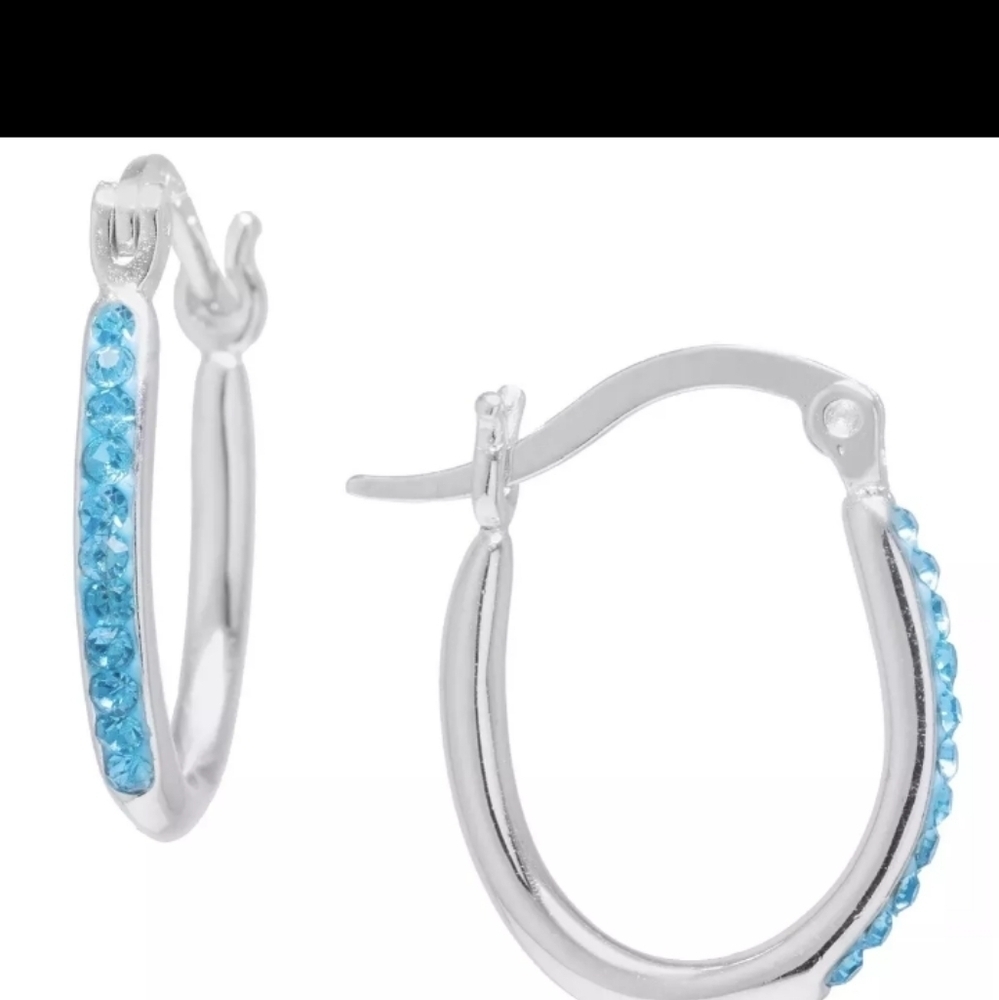NWT Giani Bernini Sterling Silver Light Blue‎ Crystal Earrings